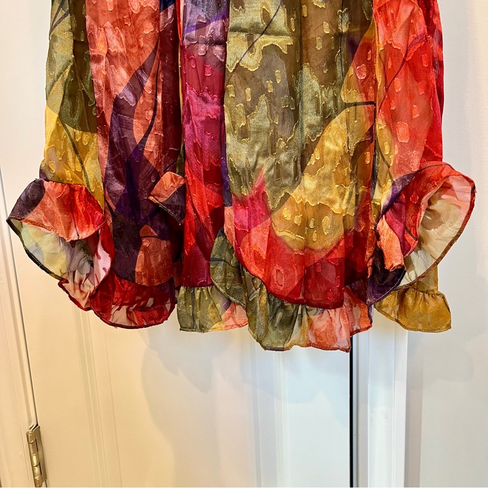Anthropologie Hutch Printed Twist-Front Puff Sleeve Ruffle-Hem Dress - Picture 8 of 16